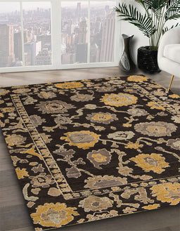 Machine Washable Abstract Peru Brown Rug in a Family Room, wshabs5116
