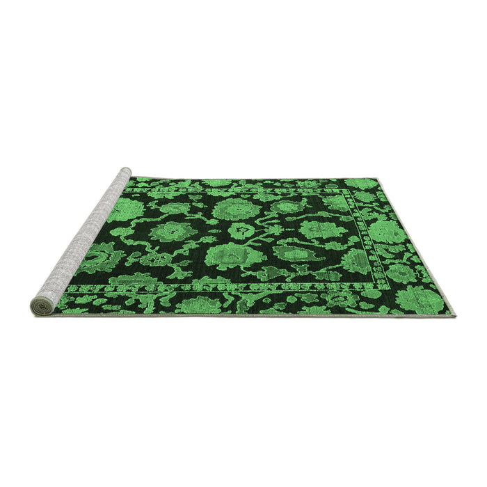 Sideview of Machine Washable Oriental Emerald Green Traditional Area Rugs, wshabs5116emgrn