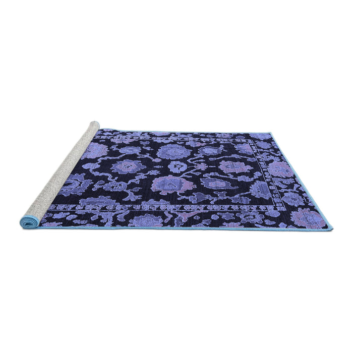 Sideview of Machine Washable Oriental Blue Traditional Rug, wshabs5116blu