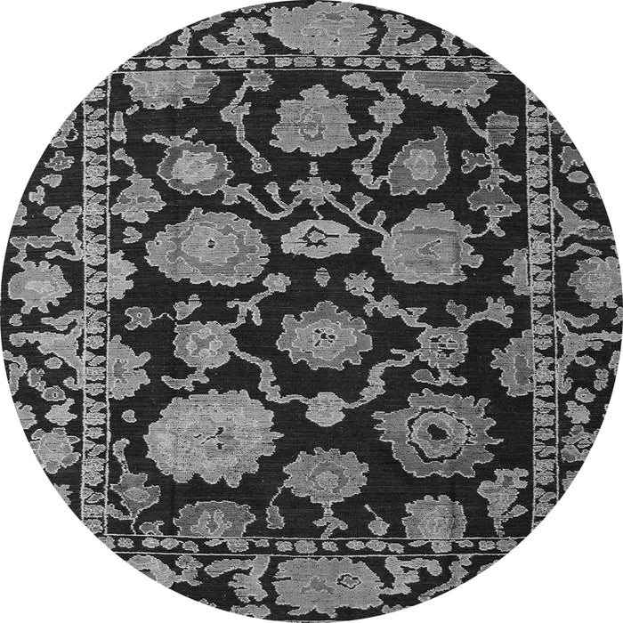 Round Oriental Gray Traditional Rug, abs5116gry