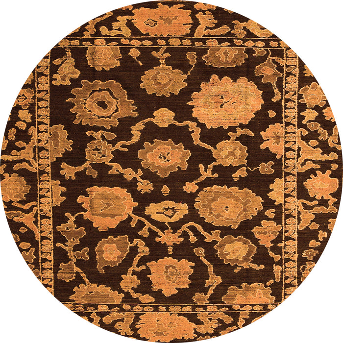Round Oriental Orange Traditional Rug, abs5116org