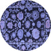 Round Machine Washable Oriental Blue Traditional Rug, wshabs5116blu