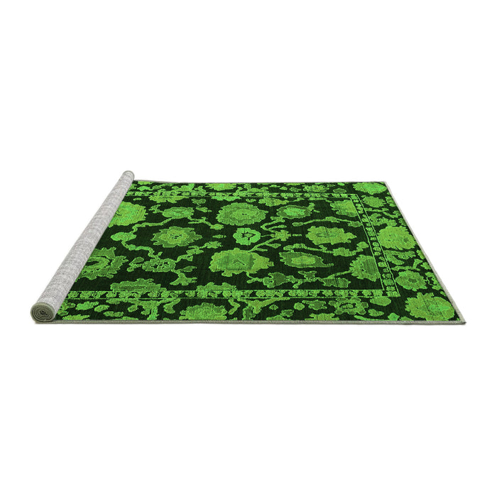Sideview of Machine Washable Oriental Green Traditional Area Rugs, wshabs5116grn