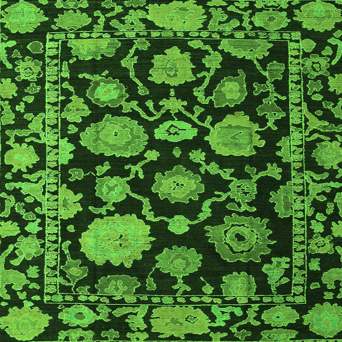 Square Machine Washable Oriental Green Traditional Area Rugs, wshabs5116grn