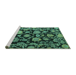 Sideview of Machine Washable Oriental Turquoise Traditional Area Rugs, wshabs5116turq