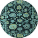 Round Oriental Light Blue Traditional Rug, abs5116lblu