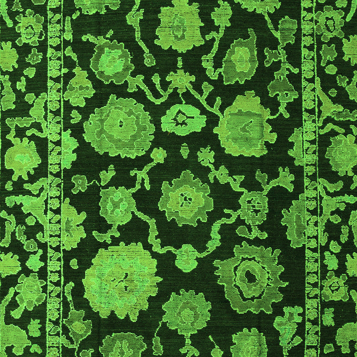 Machine Washable Oriental Green Traditional Area Rugs, wshabs5116grn