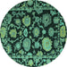 Round Oriental Turquoise Traditional Rug, abs5116turq