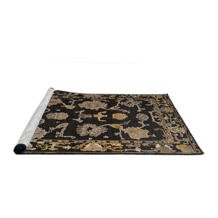 Sideview of Machine Washable Abstract Dark Almond Brown Rug, wshabs5117