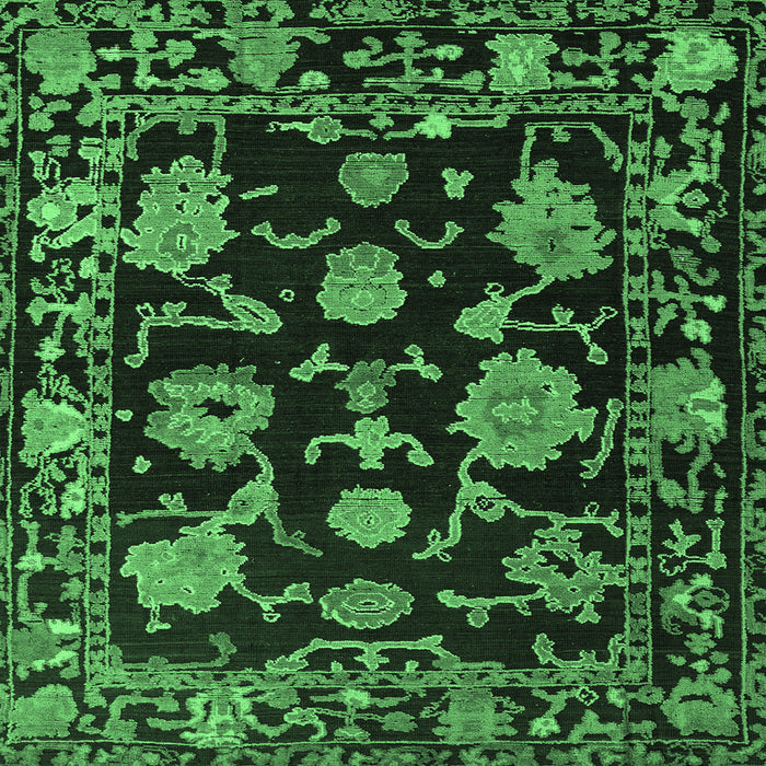 Square Oriental Emerald Green Traditional Rug, abs5117emgrn