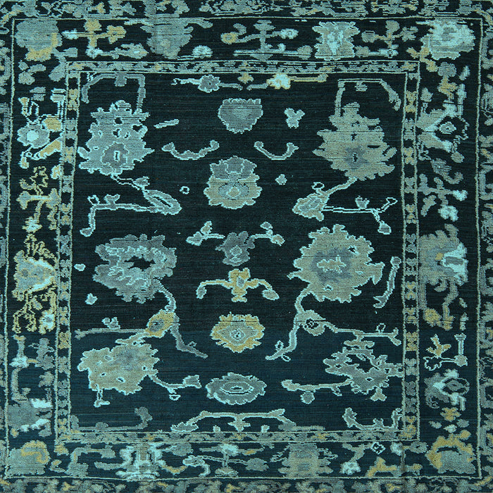 Square Oriental Light Blue Traditional Rug, abs5117lblu