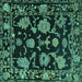 Square Oriental Turquoise Traditional Rug, abs5117turq