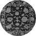 Round Oriental Gray Traditional Rug, abs5117gry