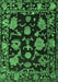 Machine Washable Oriental Emerald Green Traditional Area Rugs, wshabs5117emgrn