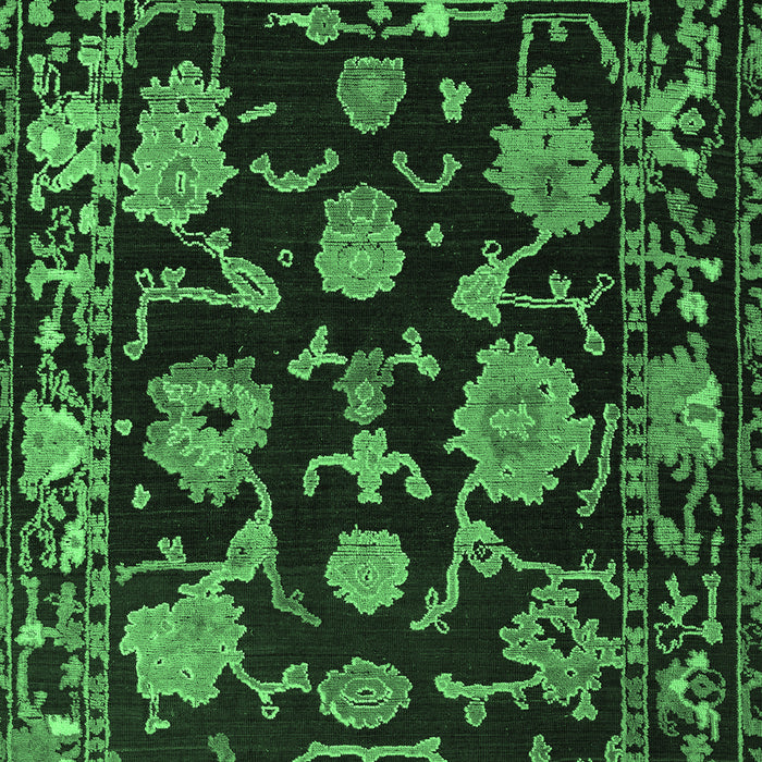 Machine Washable Oriental Emerald Green Traditional Area Rugs, wshabs5117emgrn