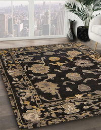 Abstract Dark Almond Brown Oriental Rug, abs5117