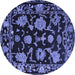 Round Machine Washable Oriental Blue Traditional Rug, wshabs5117blu