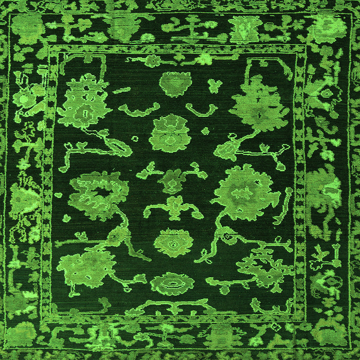 Square Oriental Green Traditional Rug, abs5117grn