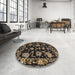 Round Abstract Dark Almond Brown Oriental Rug in a Office, abs5117