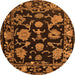 Round Machine Washable Oriental Orange Traditional Area Rugs, wshabs5117org