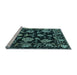 Sideview of Machine Washable Oriental Light Blue Traditional Rug, wshabs5117lblu