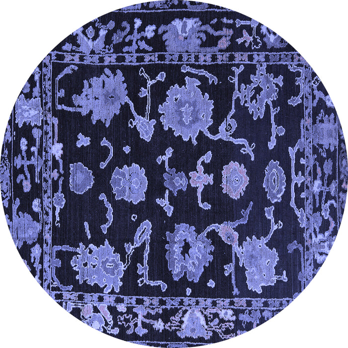 Round Oriental Blue Traditional Rug, abs5117blu