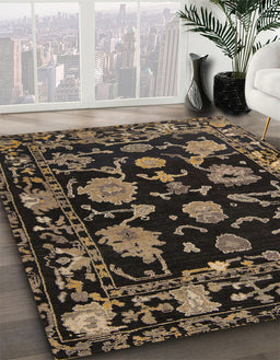 Machine Washable Abstract Dark Almond Brown Rug in a Family Room, wshabs5117