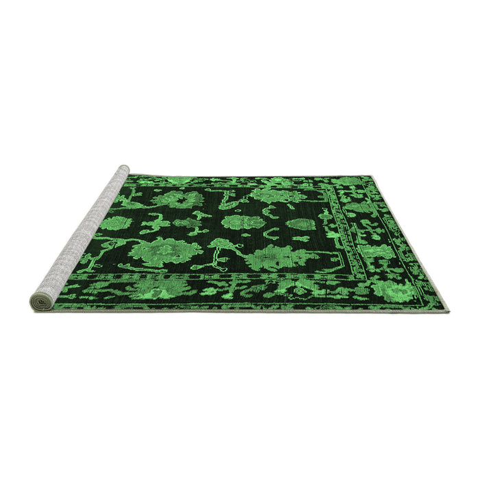 Sideview of Machine Washable Oriental Emerald Green Traditional Area Rugs, wshabs5117emgrn