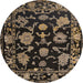 Round Abstract Dark Almond Brown Oriental Rug, abs5117