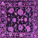 Square Machine Washable Oriental Purple Traditional Area Rugs, wshabs5117pur