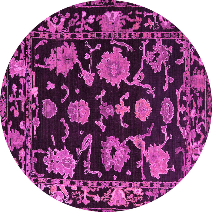 Round Machine Washable Oriental Pink Traditional Rug, wshabs5117pnk