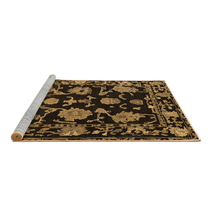 Sideview of Machine Washable Oriental Brown Traditional Rug, wshabs5117brn