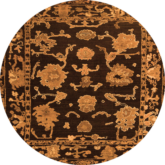 Round Oriental Orange Traditional Rug, abs5117org