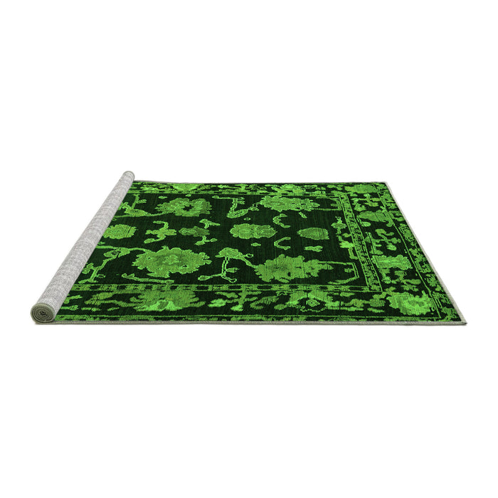 Sideview of Machine Washable Oriental Green Traditional Area Rugs, wshabs5117grn