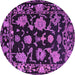 Round Machine Washable Oriental Purple Traditional Area Rugs, wshabs5117pur