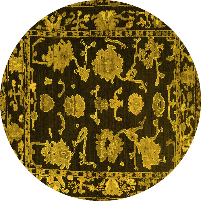 Round Oriental Yellow Traditional Rug, abs5117yw