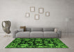 Machine Washable Oriental Green Traditional Area Rugs in a Living Room,, wshabs5117grn