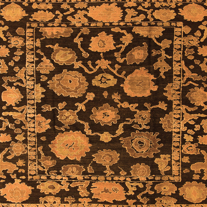 Square Oriental Orange Traditional Rug, abs5118org