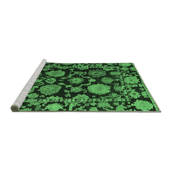 Sideview of Machine Washable Oriental Emerald Green Traditional Area Rugs, wshabs5118emgrn