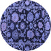 Round Machine Washable Oriental Blue Traditional Rug, wshabs5118blu