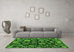 Machine Washable Oriental Green Traditional Area Rugs in a Living Room,, wshabs5118grn