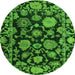 Round Oriental Green Traditional Rug, abs5118grn