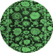 Round Oriental Emerald Green Traditional Rug, abs5118emgrn