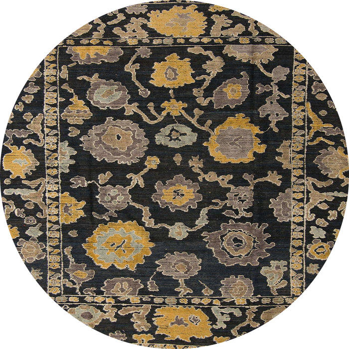 Round Machine Washable Abstract Orange Brown Rug, wshabs5118