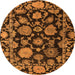 Round Oriental Orange Traditional Rug, abs5118org