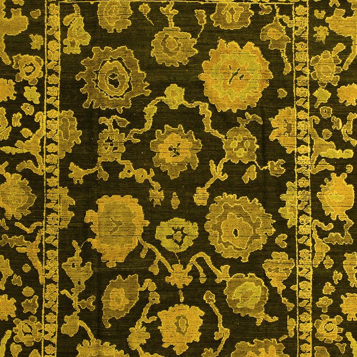 Machine Washable Oriental Yellow Traditional Rug, wshabs5118yw