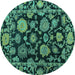 Round Oriental Turquoise Traditional Rug, abs5118turq