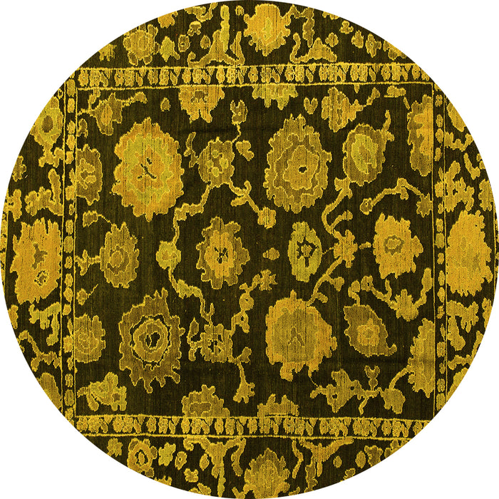 Round Oriental Yellow Traditional Rug, abs5118yw