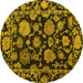 Round Oriental Yellow Traditional Rug, abs5118yw