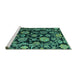 Sideview of Machine Washable Oriental Turquoise Traditional Area Rugs, wshabs5118turq